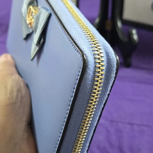 Gucci Japan Exclusive GG Marmont Blue Bow Leather Zip Wallet - Picture 4 of 15